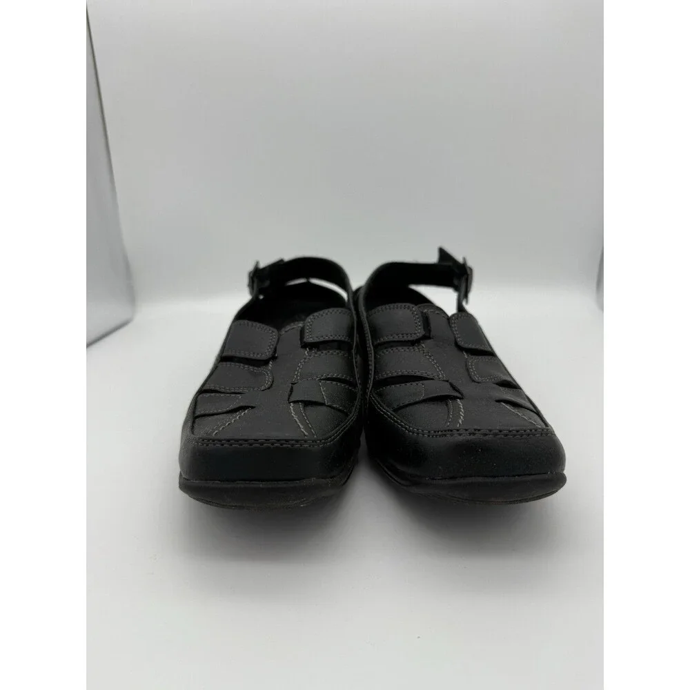 Easy Street Sandals Women 7.5 Black Sterling Comfort Slingback Strappy Fisherman